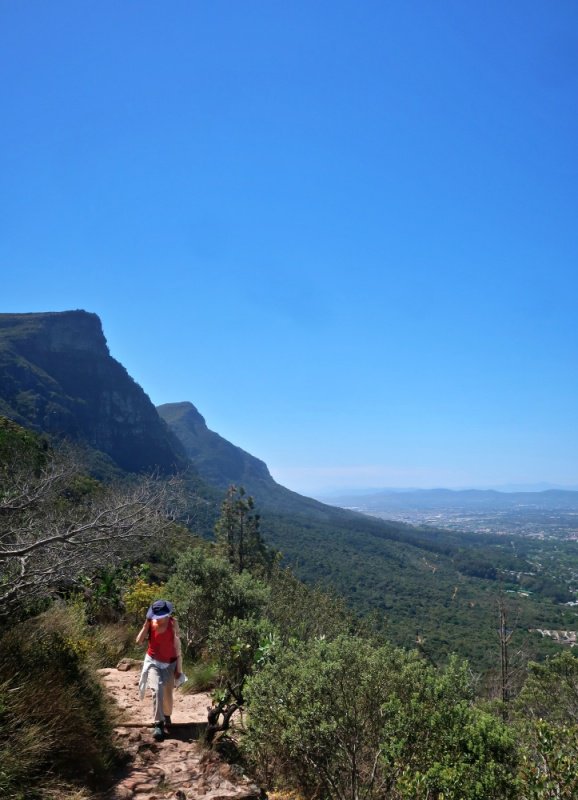 hiking up to Cecila Waterfall above Kirstenbosch Botanical Gardens