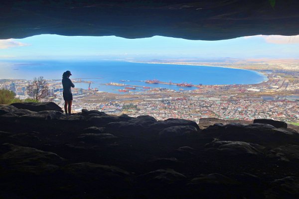 view over Table Bay Cape Town from Devil's Peak, Woodstock Cave